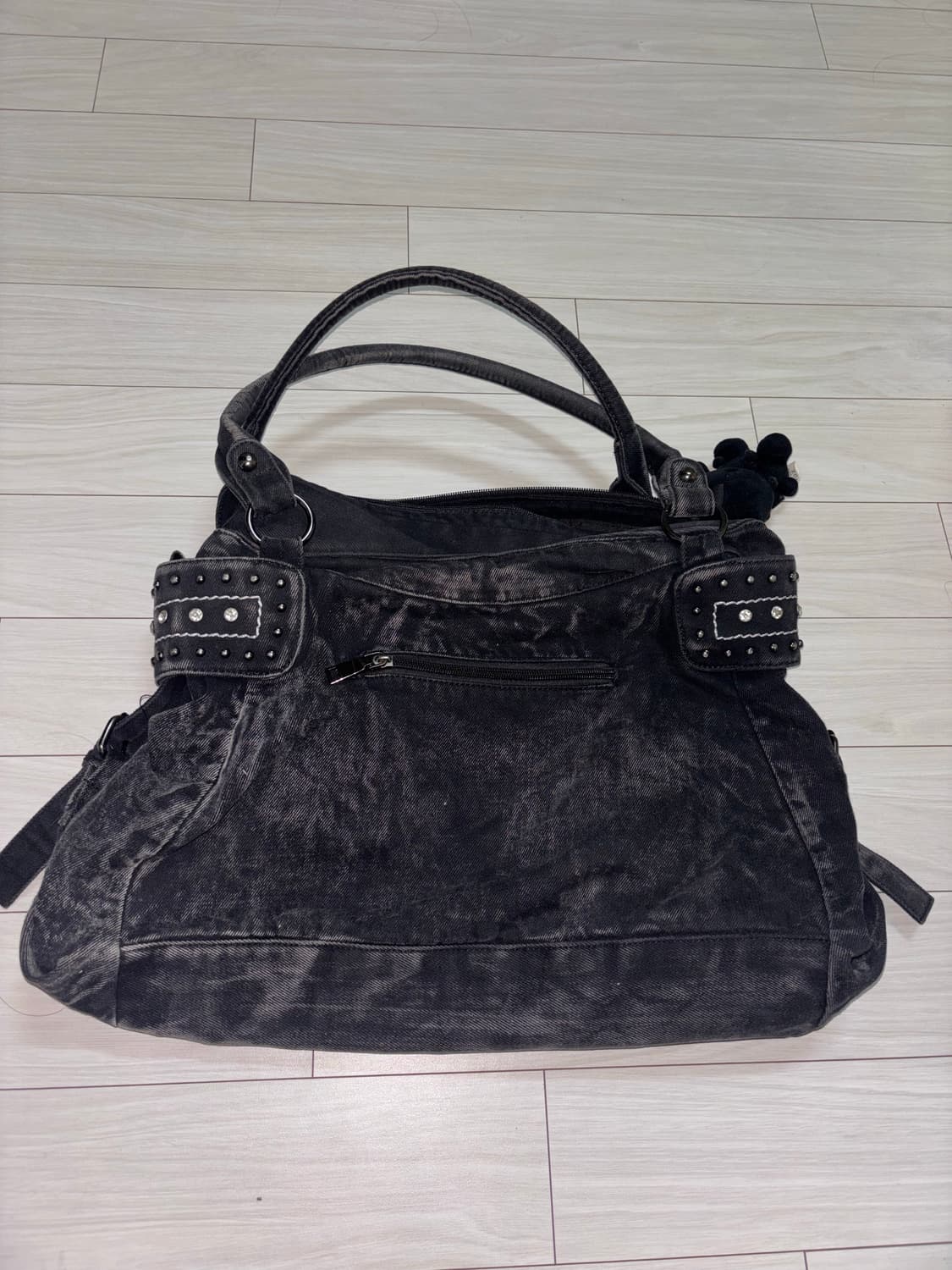 스터드 큐빅 블랙 데님 토트백 숄더백 시티백 상품이미지3