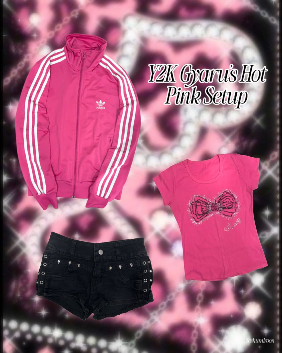 [셋업] y2k 하라주쿠 핫핑크 갸루 아디다스 상품이미지1