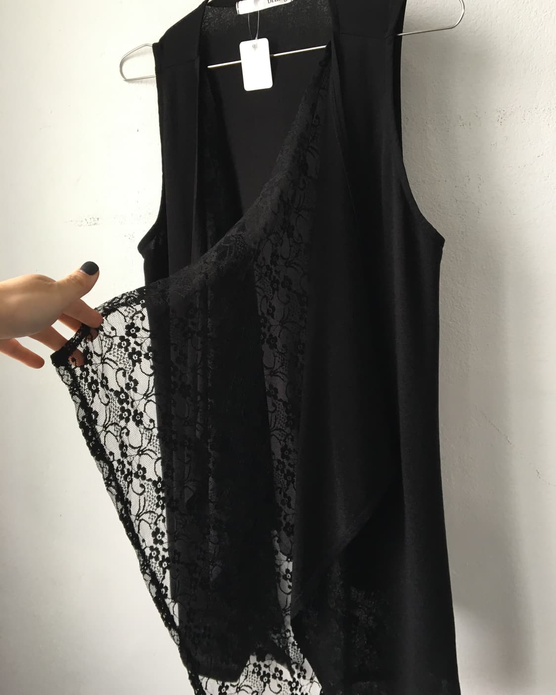 Lace layered open drape vest 상품이미지2