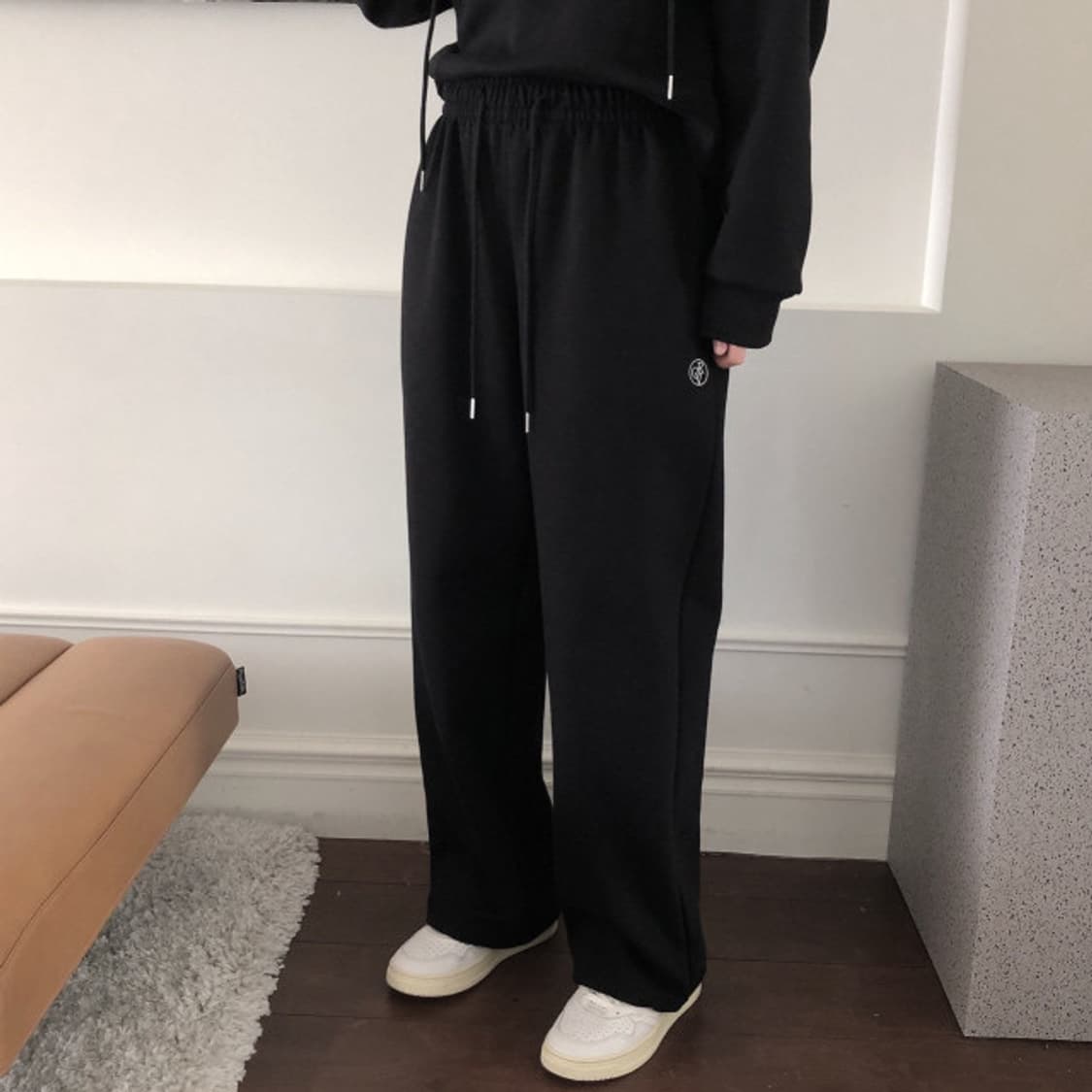 오버클래식 기모 로고 트레이닝 팬츠 블랙 상품이미지1