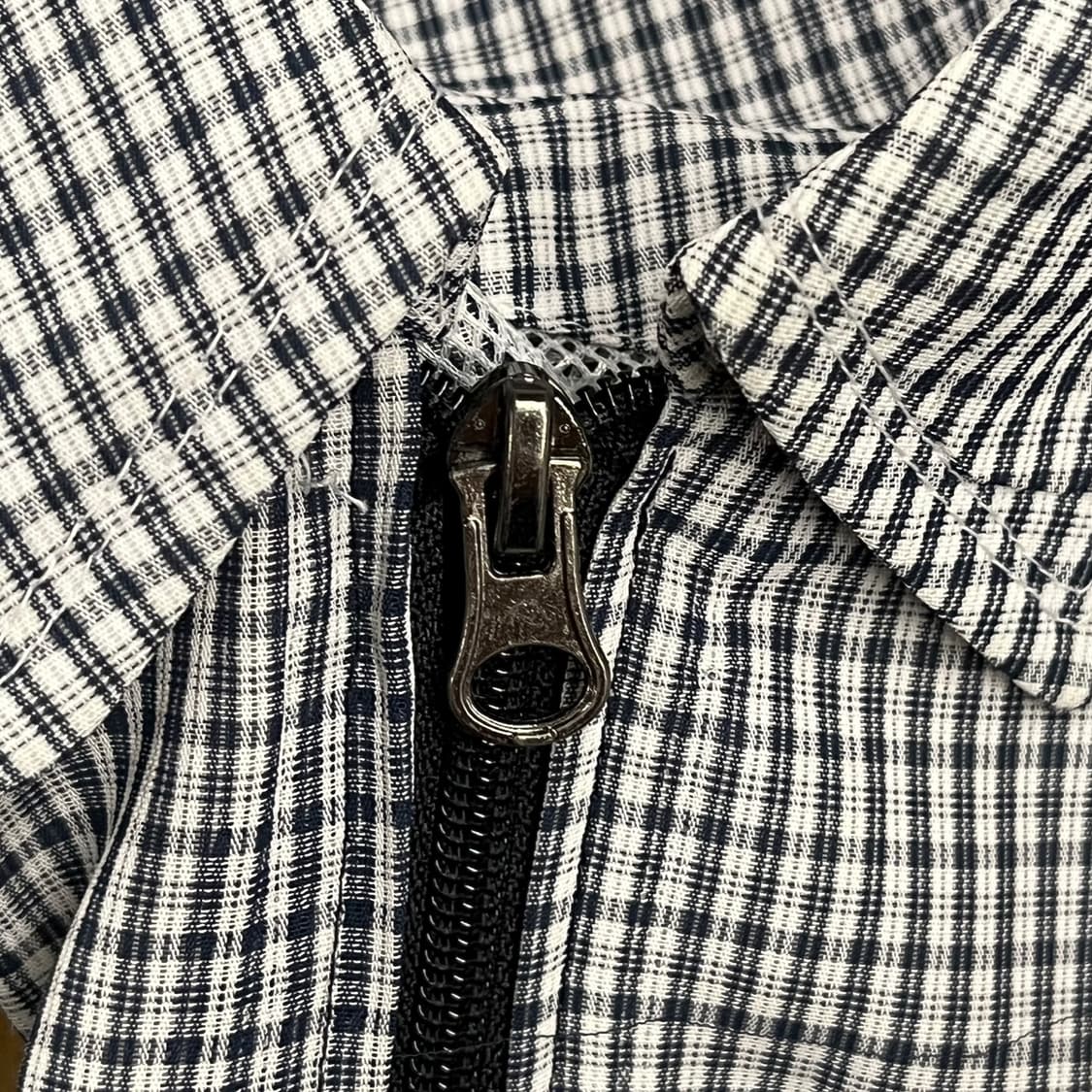 [정품] 입생로랑 깅엄 체크 크롭 블루종 자켓 b17 상품이미지6