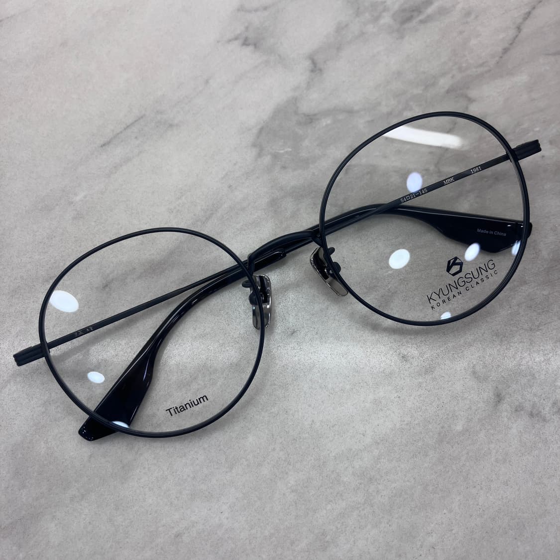 D03 경성 京城 1981 무광 블랙 라운드 메탈테 안경 상품이미지1