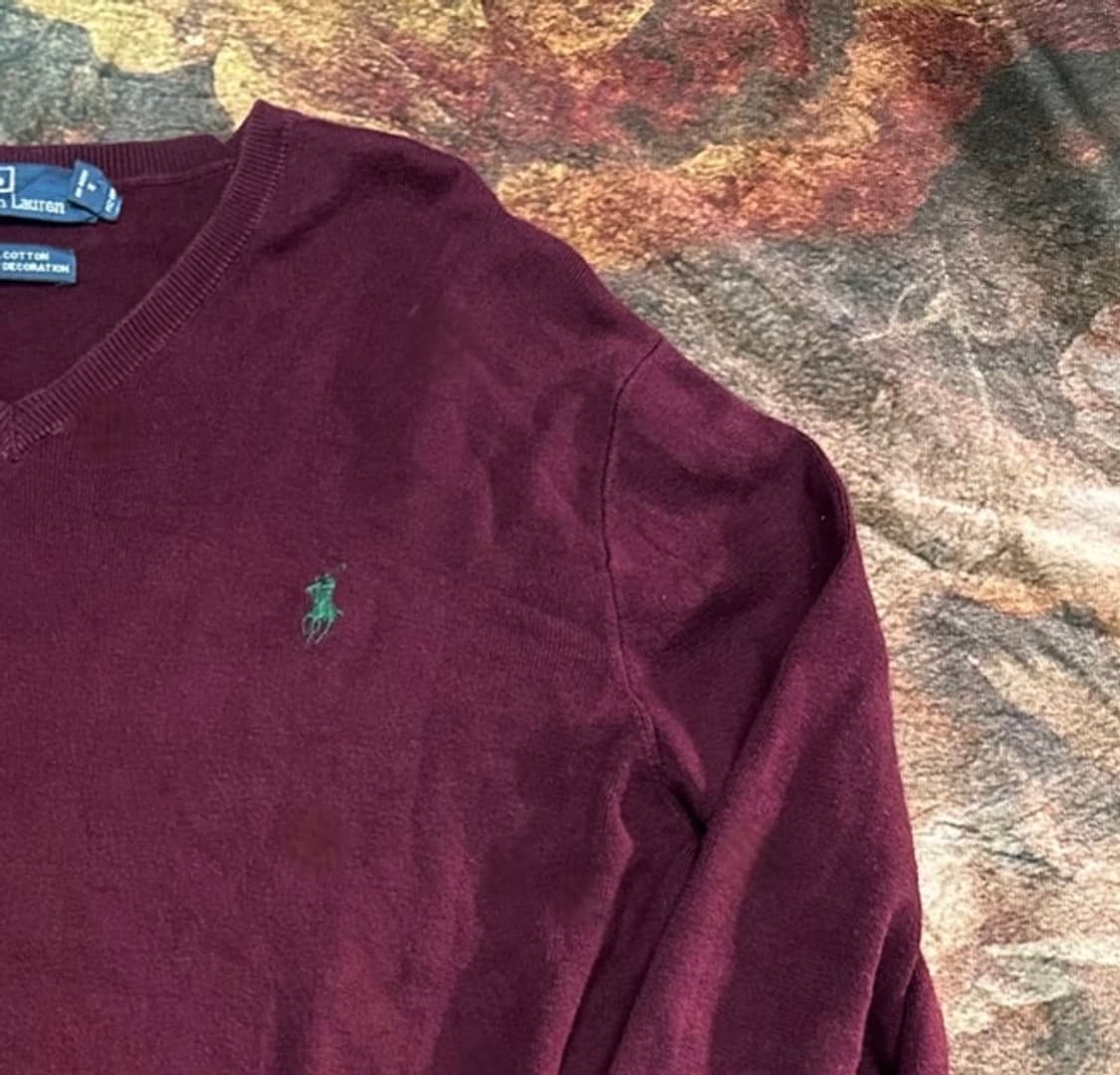 폴로 랄프로렌 스몰 포니로고 버건디피마코튼니트 M 상품이미지2