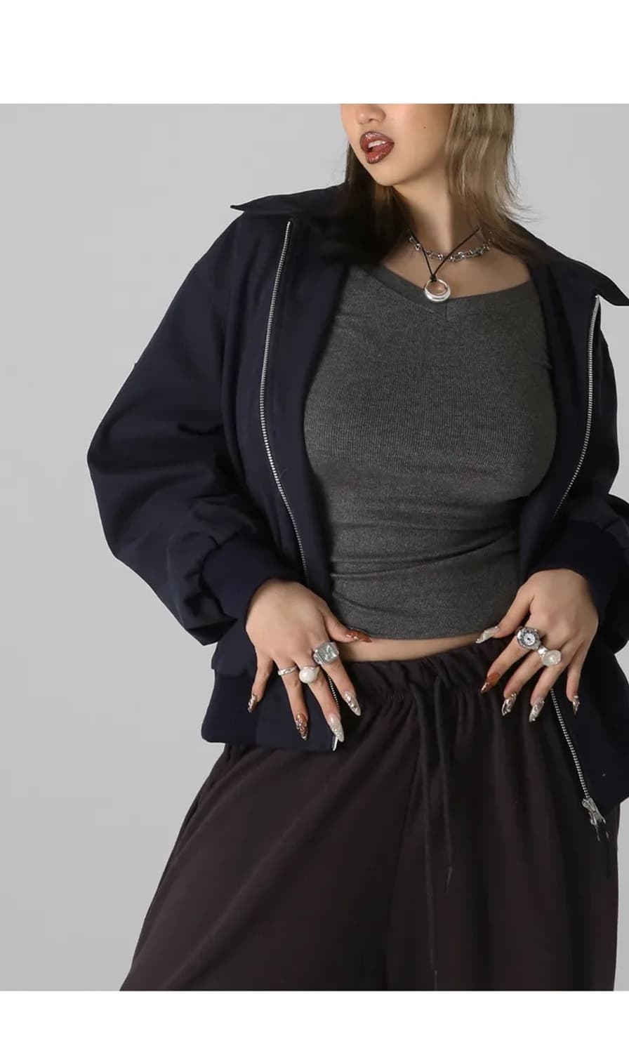 버터랩 25FW 펜던트 브이넥 슬림핏 긴팔 티셔츠 차콜 상품이미지4