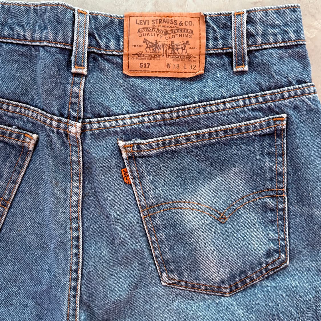 [38/32] 90s USA 🇺🇸 리바이스 517 오렌지탭 데님 중청 상품이미지7