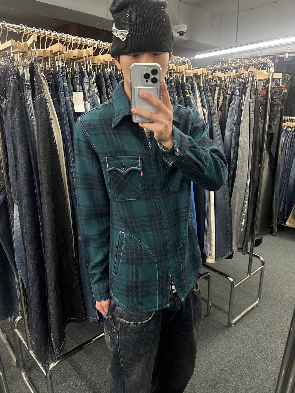 L) 리바이스 체크 울 집업 자켓 상품이미지1