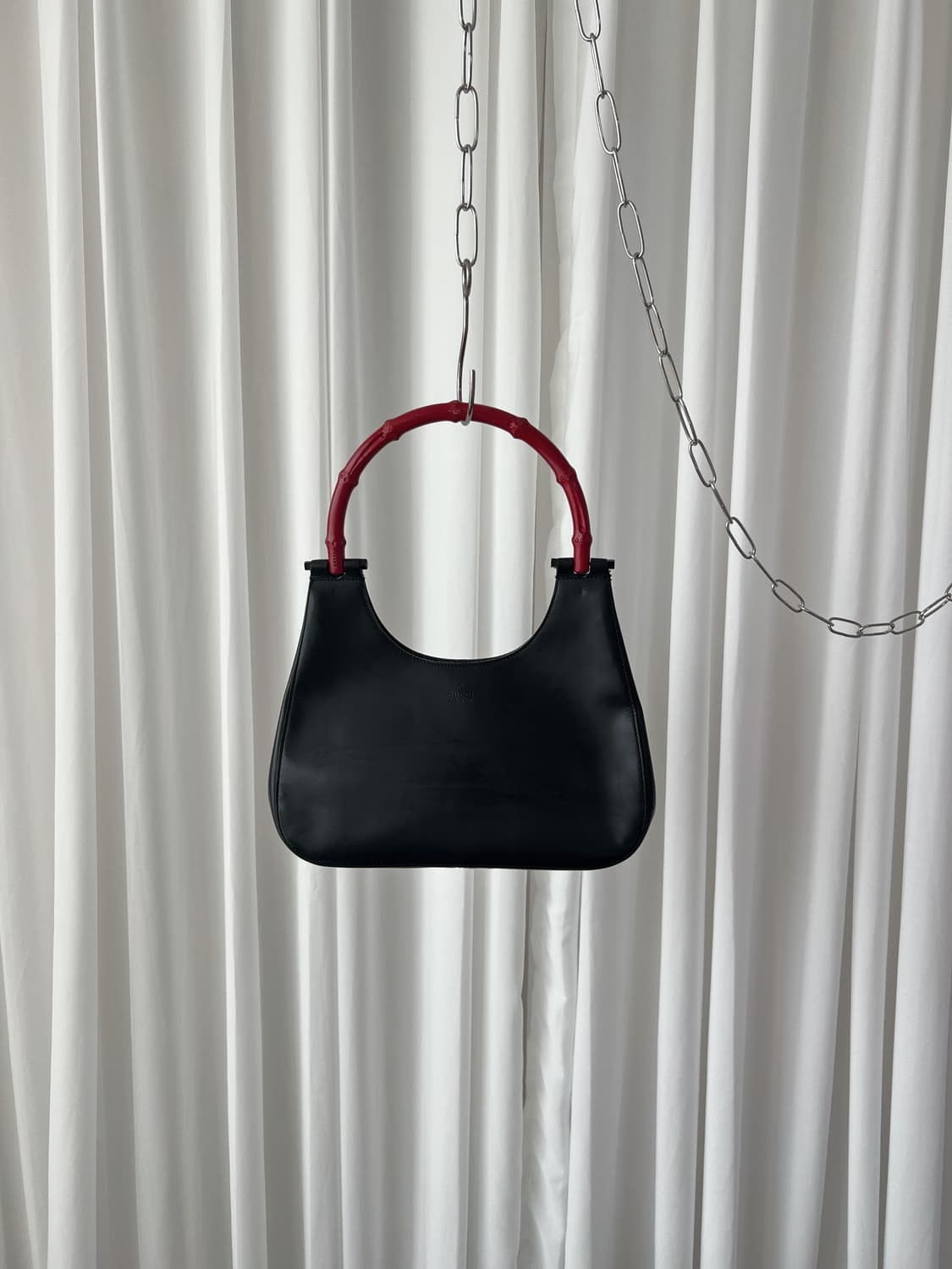 구찌 x 톰포드 블랙 레더 뱀부 핸들 호보백 상품이미지1