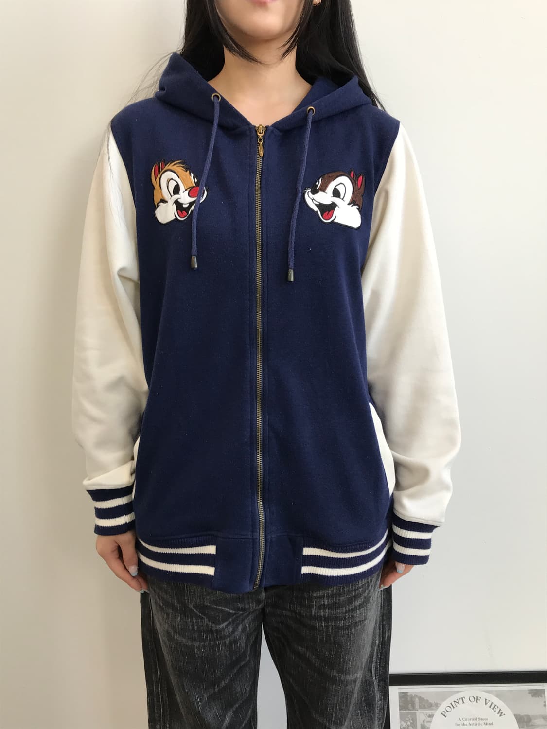 Disney Chip Dale Varsity zip Hoodie 상품이미지2