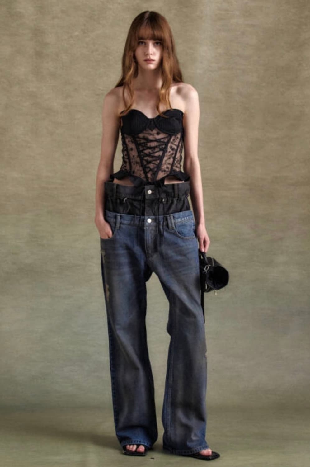 ADSB 앤더슨벨 청바지 더스티 스프레이 더블 웨이스트 진 상품이미지1