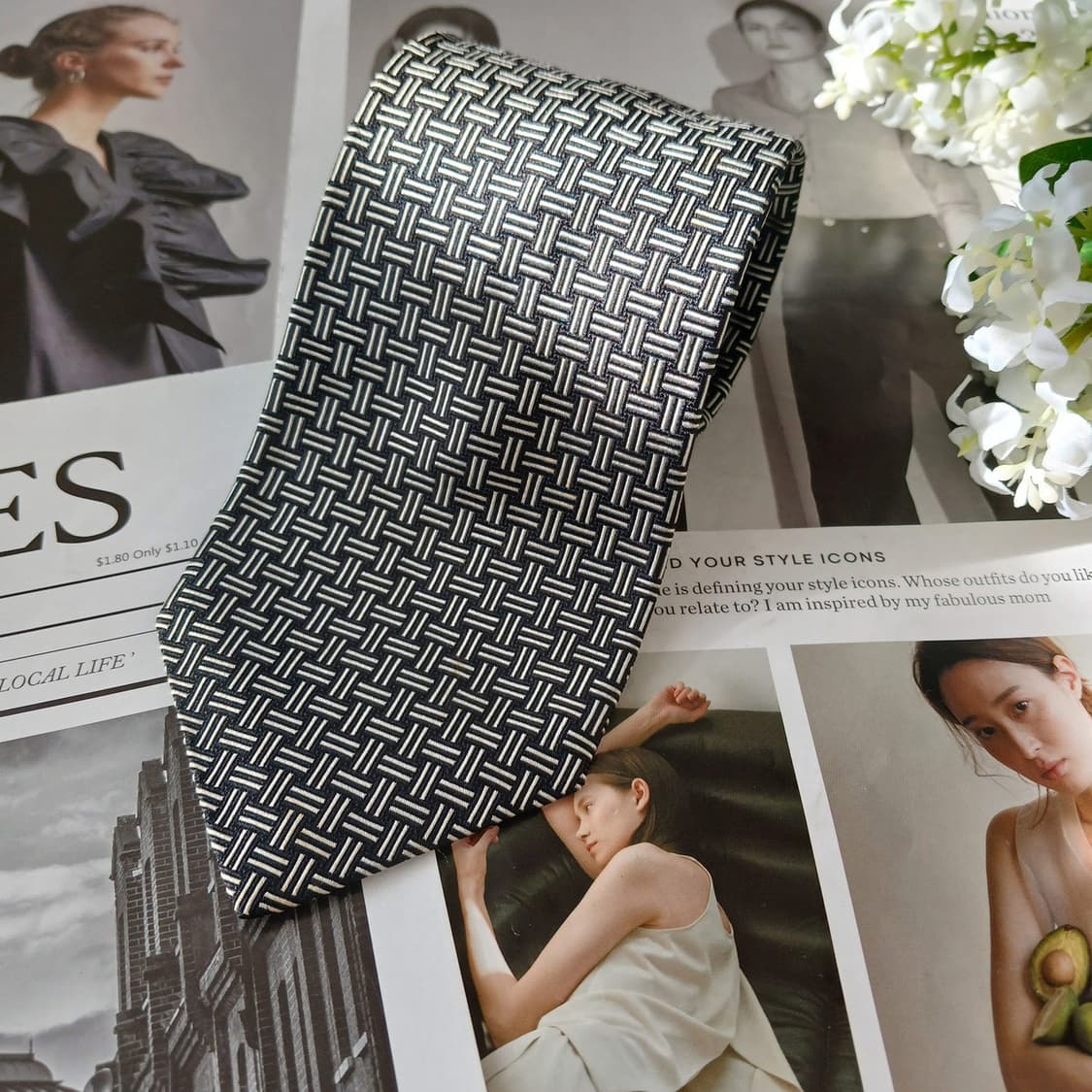 폴로랄프로렌 실크 블랙 기하 패턴 넥타이 9.2cm A+등급 A19601 상품이미지4