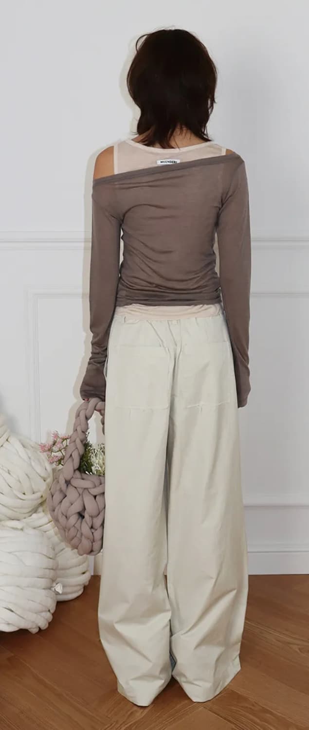 민더리 투웨이 시어 레이어드 탑 베이지 상품이미지3