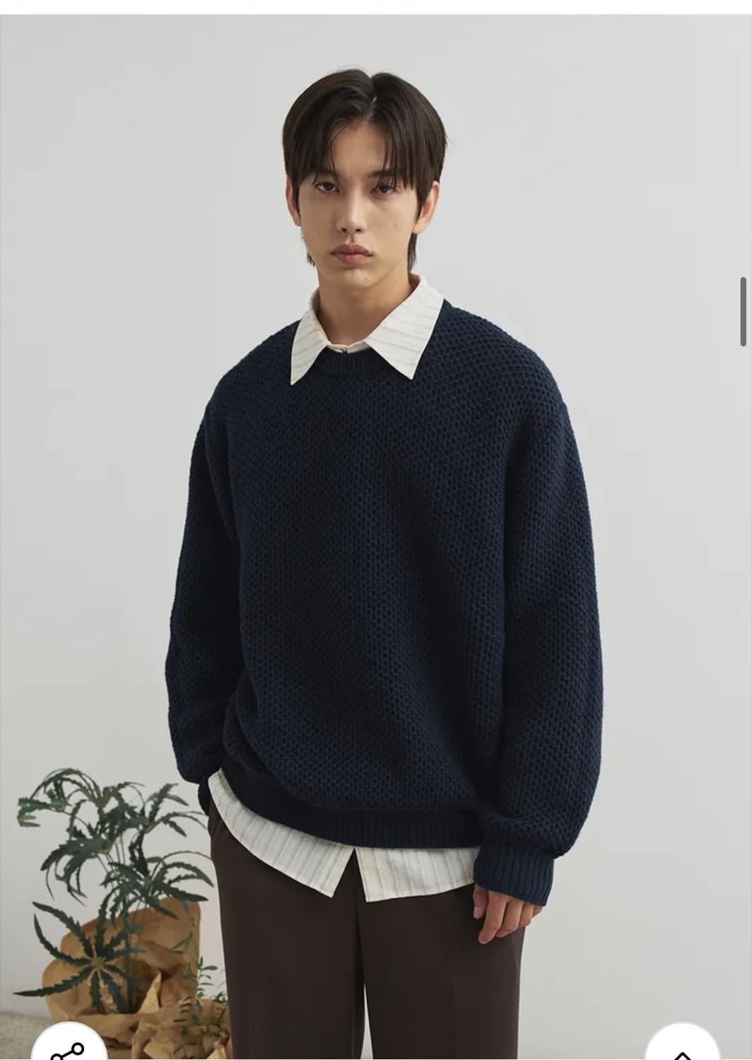 (XL) 드로우핏 와플 텍스쳐 라운드 풀오버 니트 [NAVY] 판매 상품이미지7