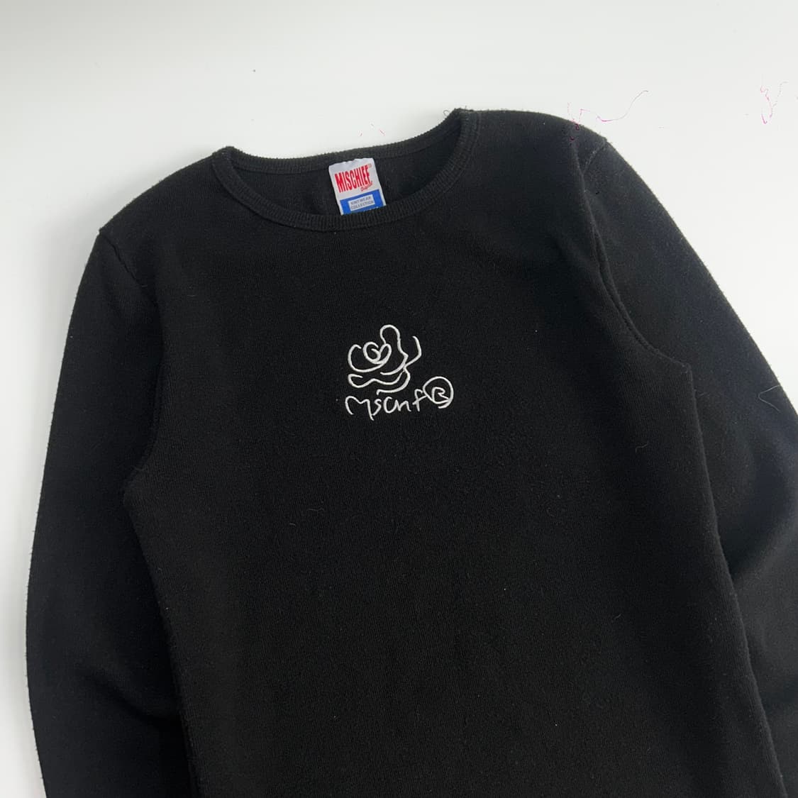 Mischief 미스치프 스몰 자수 로고 블랙 니트 롱슬리브 상품이미지4