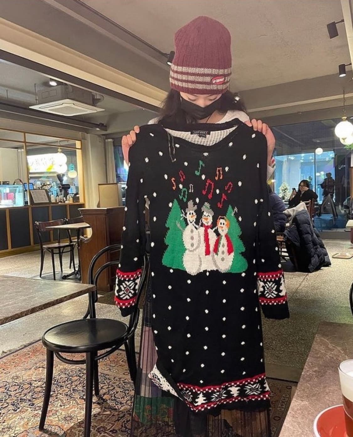 하주코 크리스마스 눈사람 니트 원피스 상품이미지1