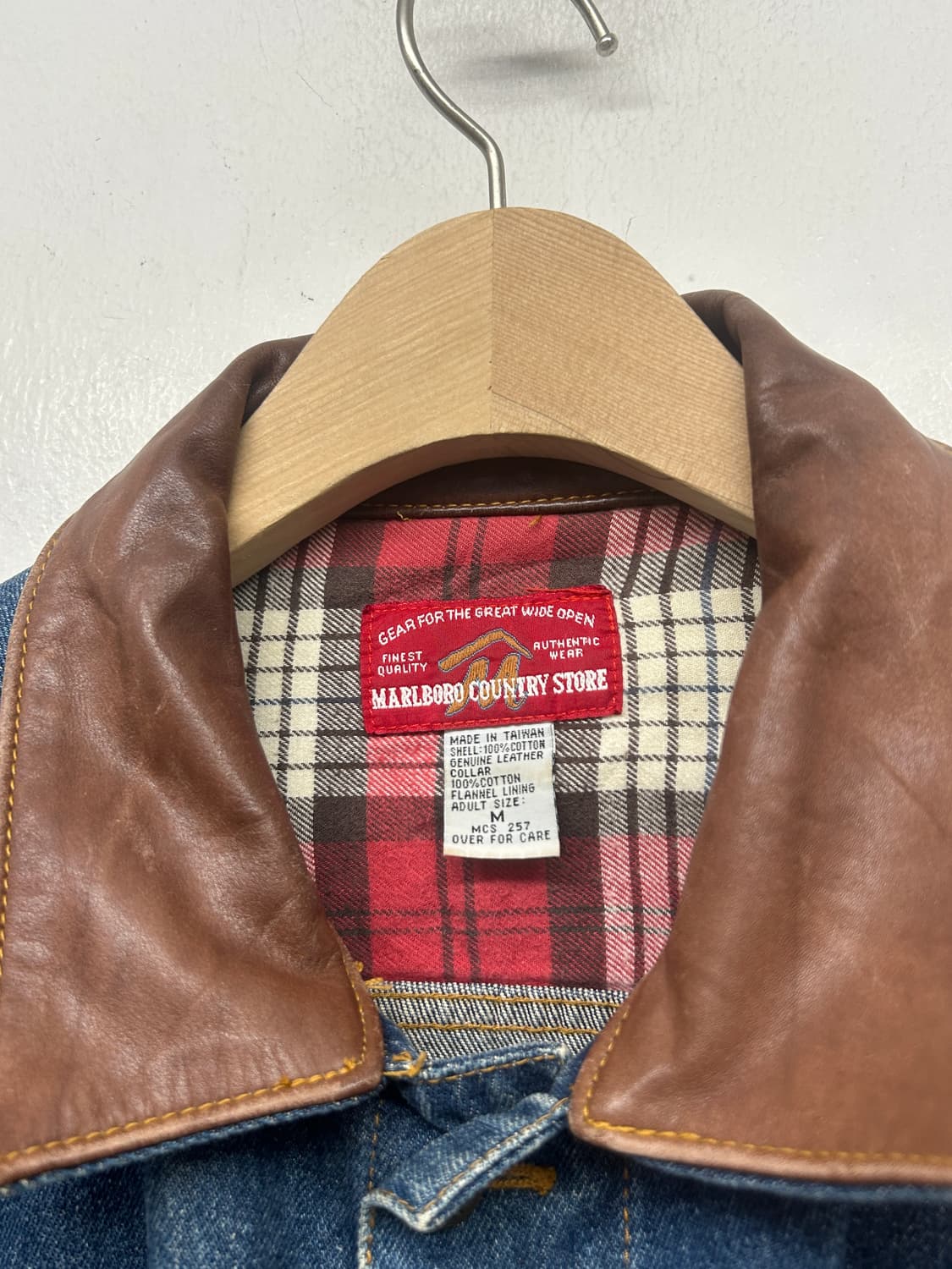 90s 말보로 가죽 카라 데님 자켓 상품이미지4