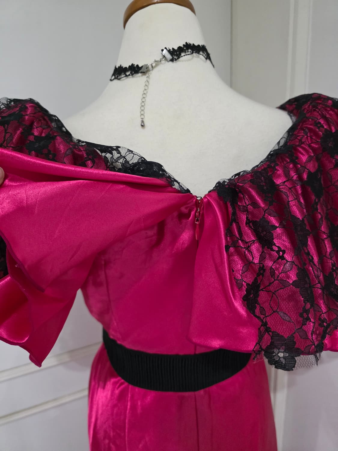 일본빈티지)오프숄더 레이스 새팅 캉캉 롱드레스 갸루파티댄스연주회시상식섹시 상품이미지5