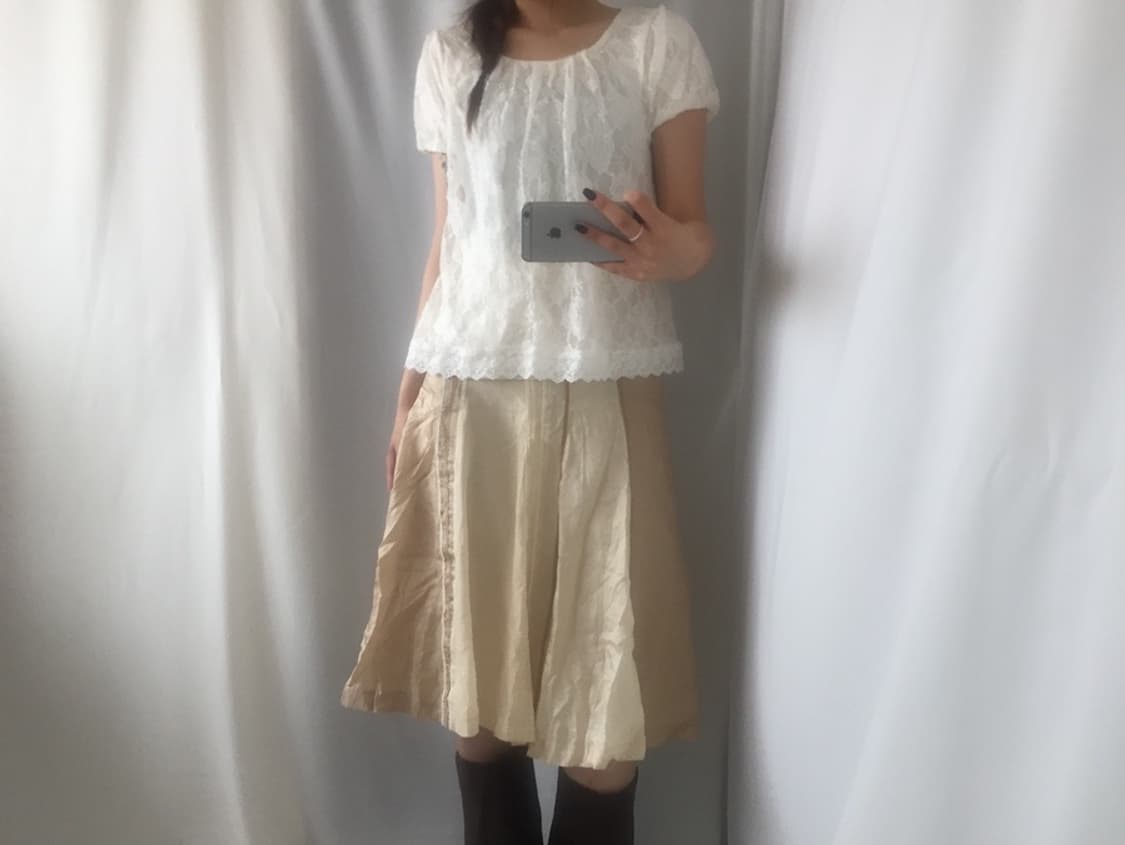 666. yellow beige satin midi SK 상품이미지8