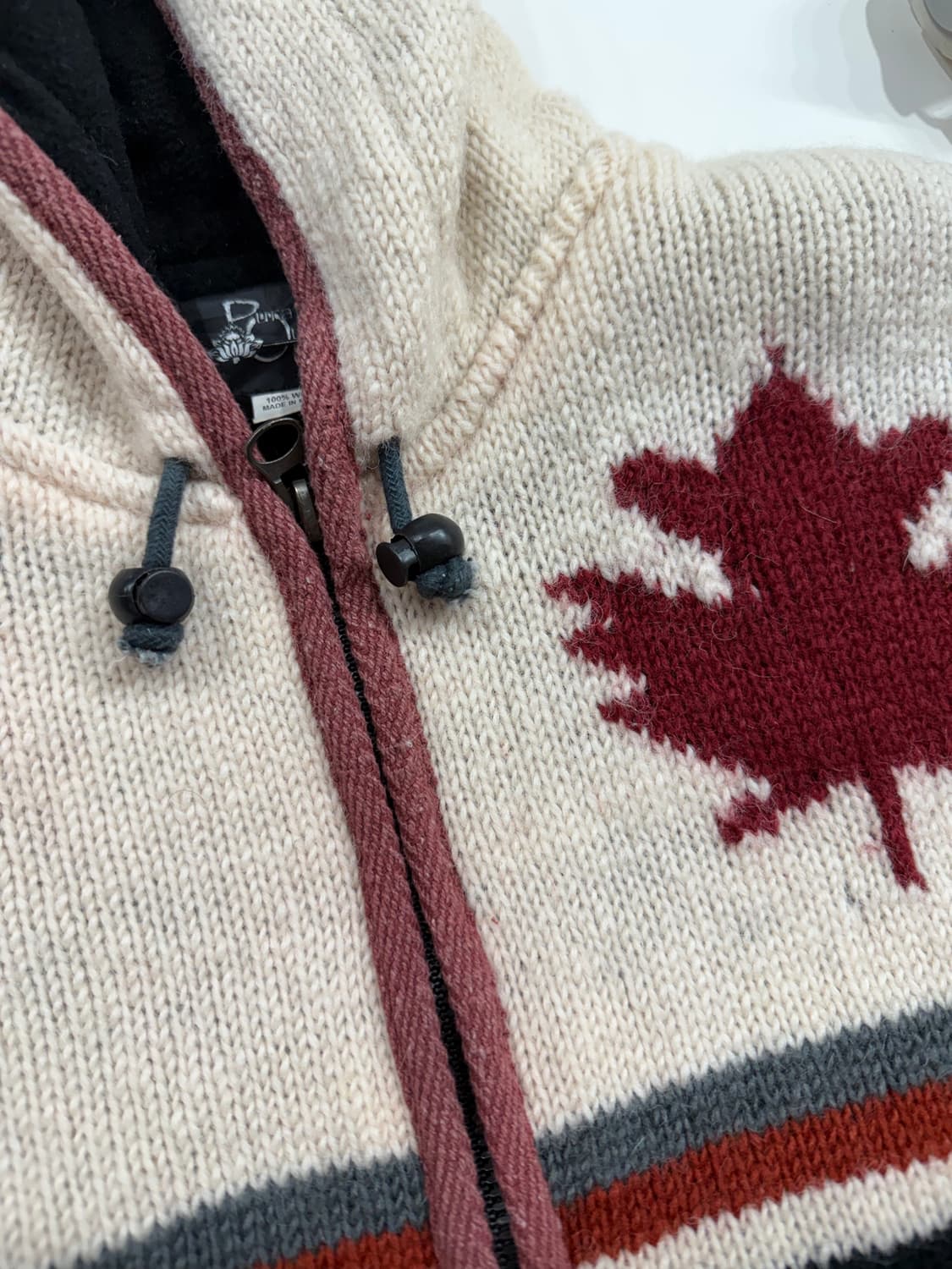 Wool 100% 캐나다 니트후드집업 s (made in nepal) 상품이미지4