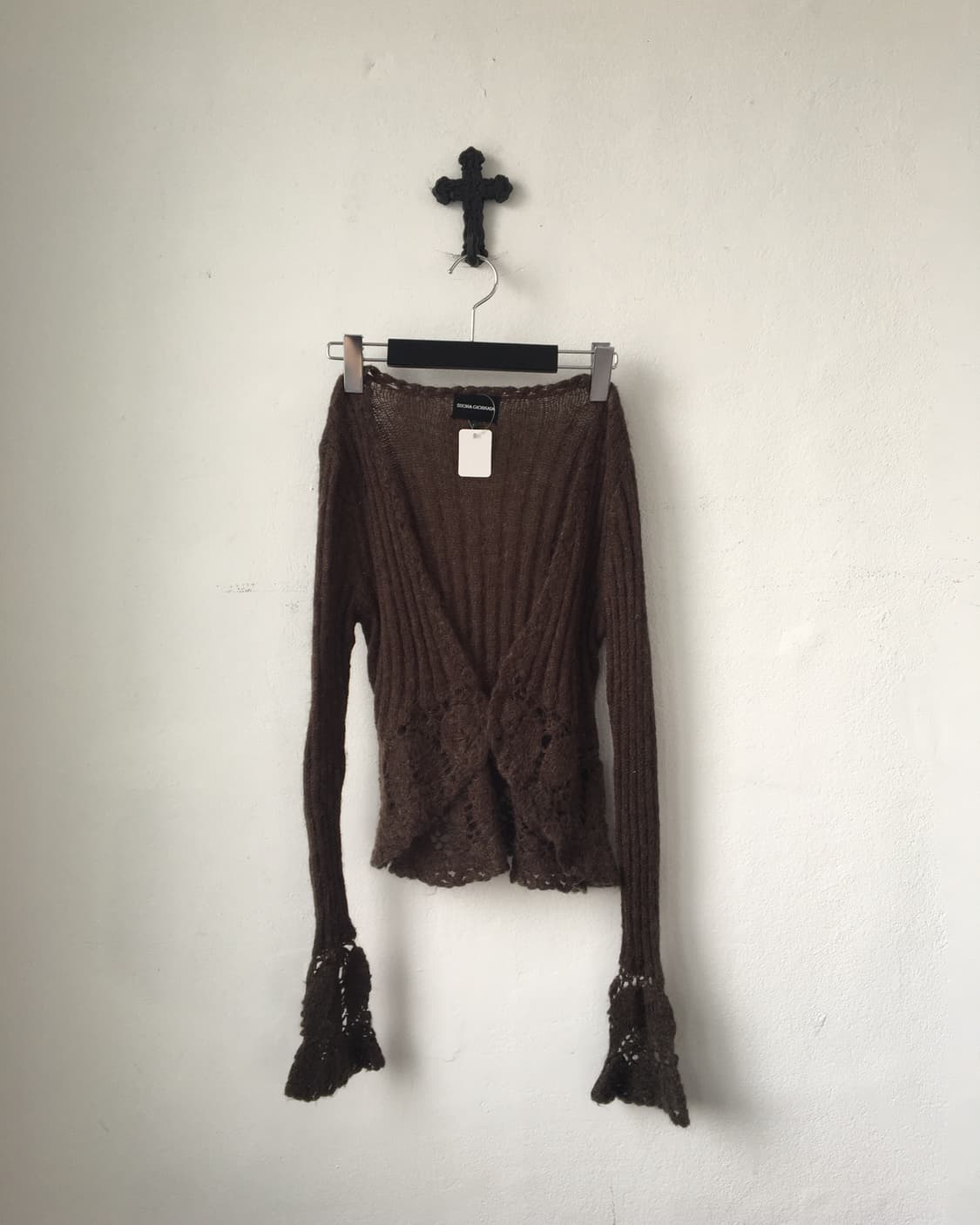 Punching point woolen knit open cardigan 상품이미지1