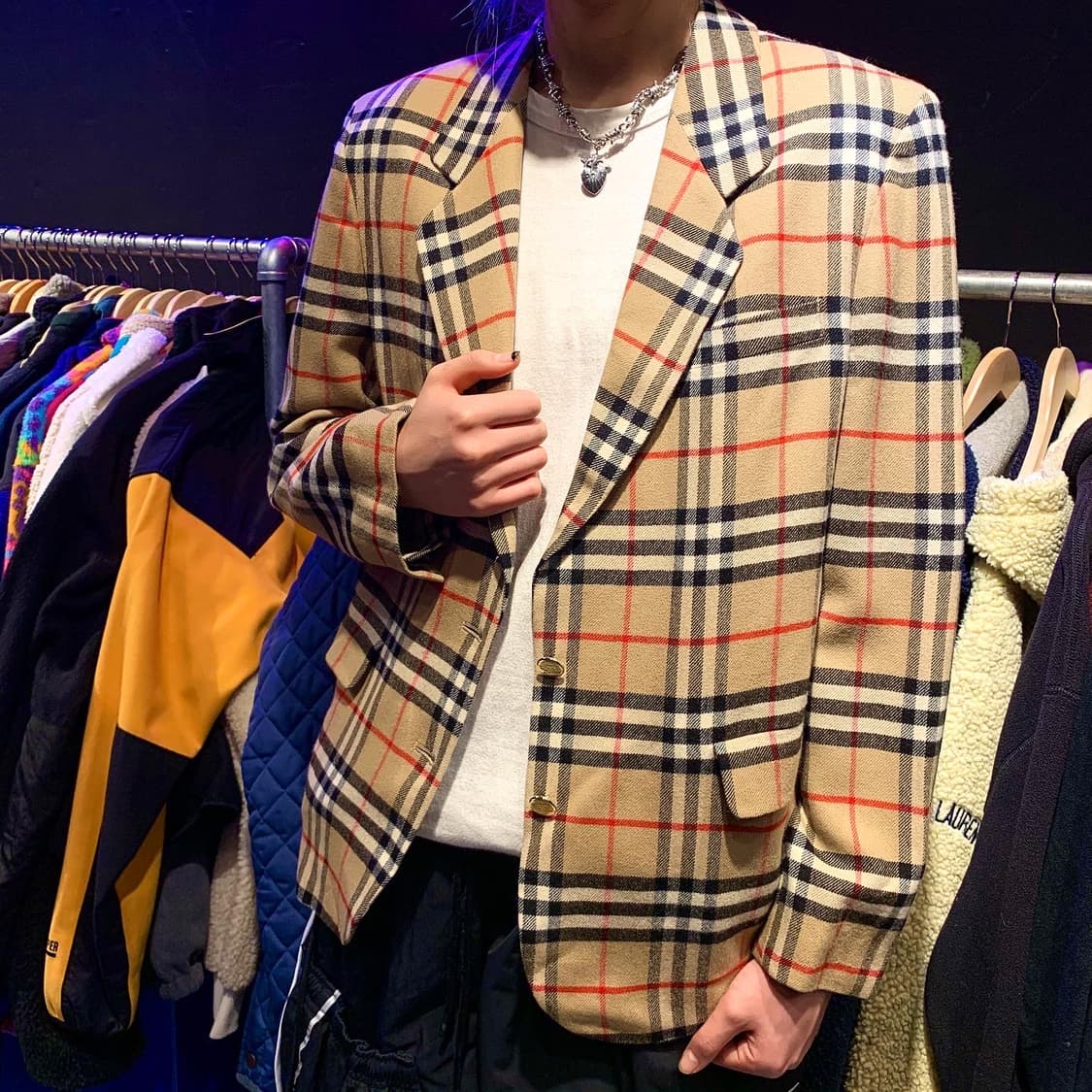 버버리 90s 오리지널 노바 체크 블레이져 상품이미지2