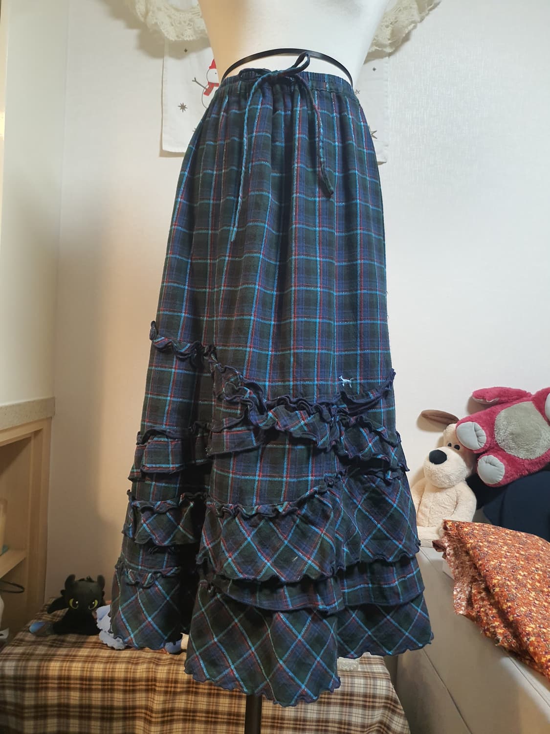 [모리걸] 체크 캉캉 롱 스커트 상품이미지2