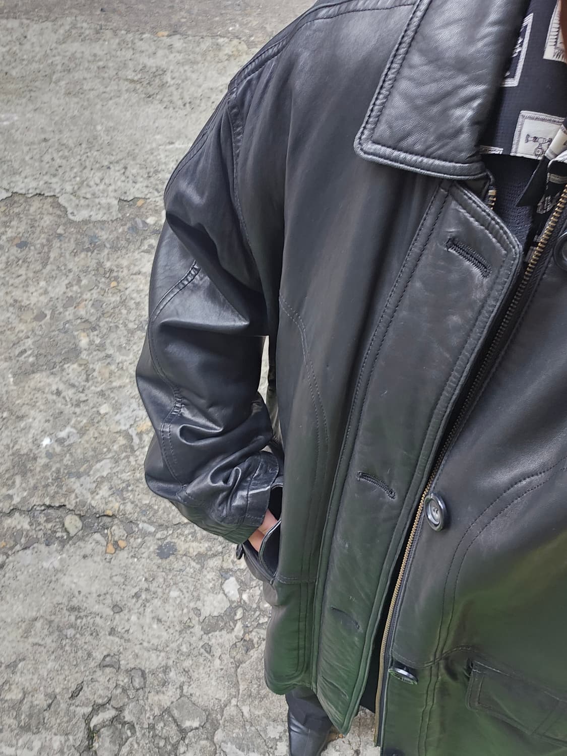 Italy 블랙 램스킨 자켓 상품이미지5