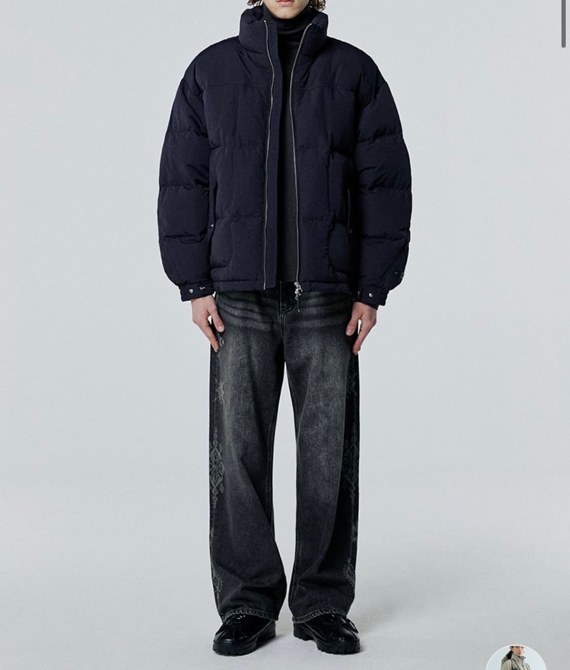 새상품(S)비바스튜디오 나일론 푸퍼 덕다운 패딩 네이비 상품이미지6