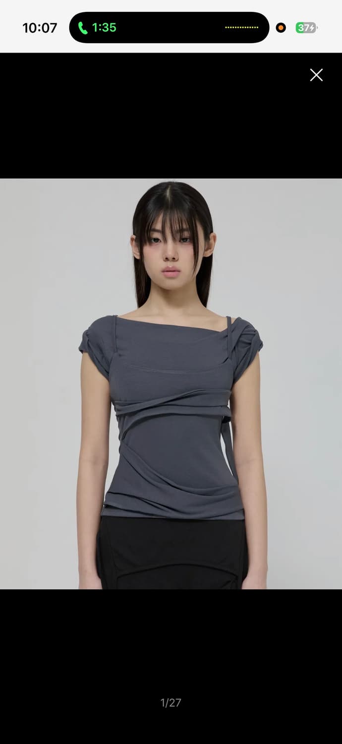 플레어업 Layered Bustier T-Shirt 차콜 상품이미지1