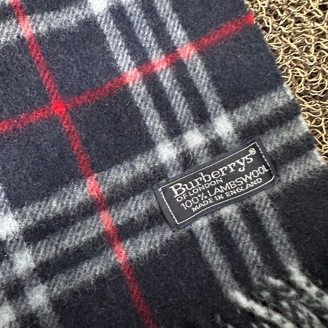 버버리 램스울 체크 머플러 목도리 네이비 상품이미지4