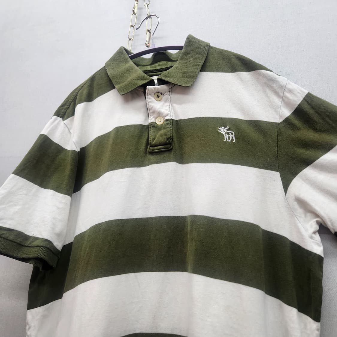 아베크롬비 로고 스트라이프 반팔카라 XXL(XL) 상품이미지3