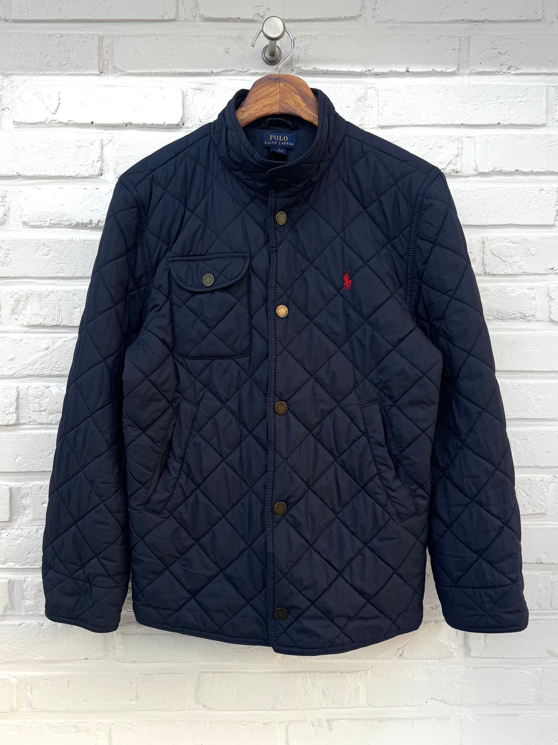 폴로 네이비 레드포니 경량패딩 상품이미지1