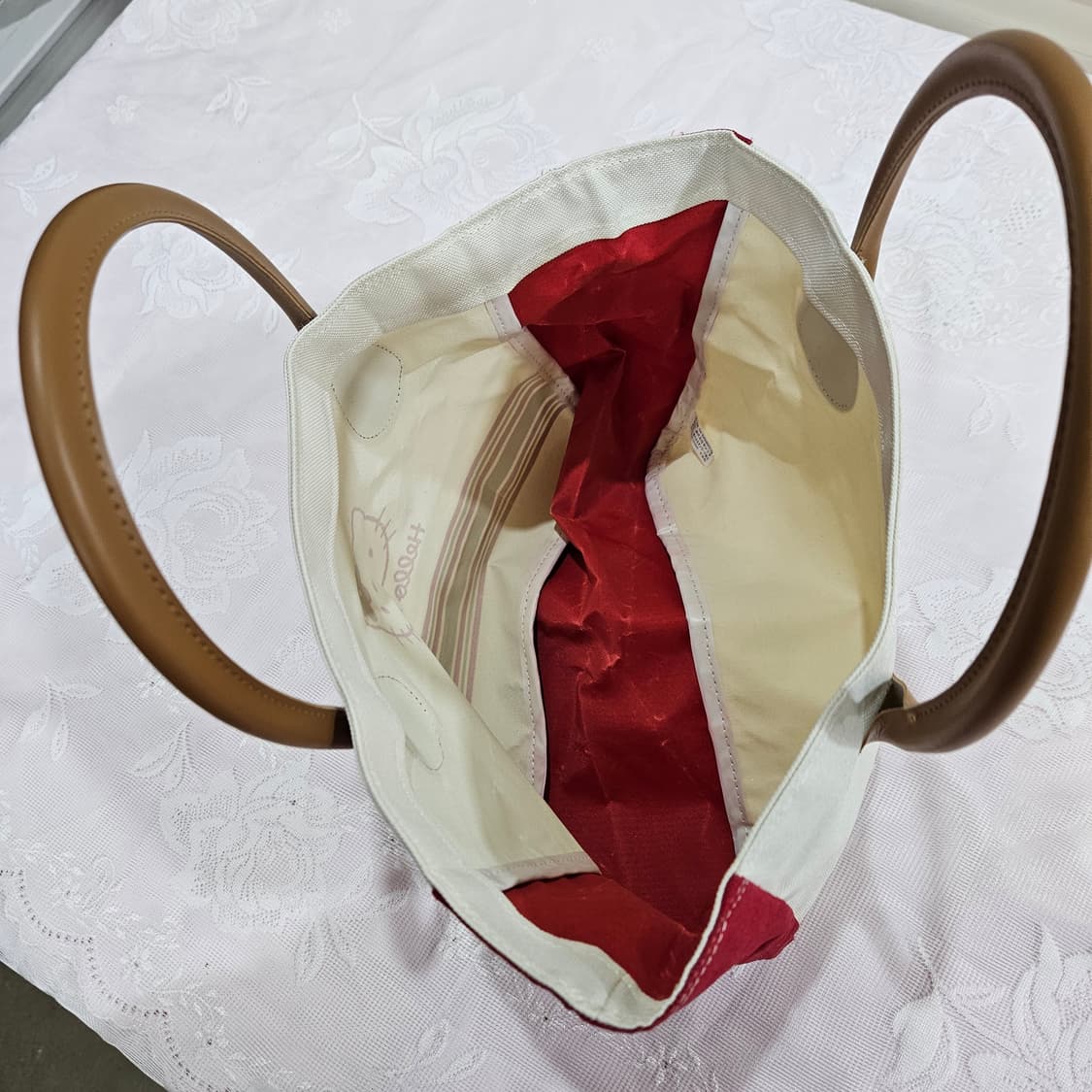 헬로키티 레드/화이트 토트백 상품이미지6