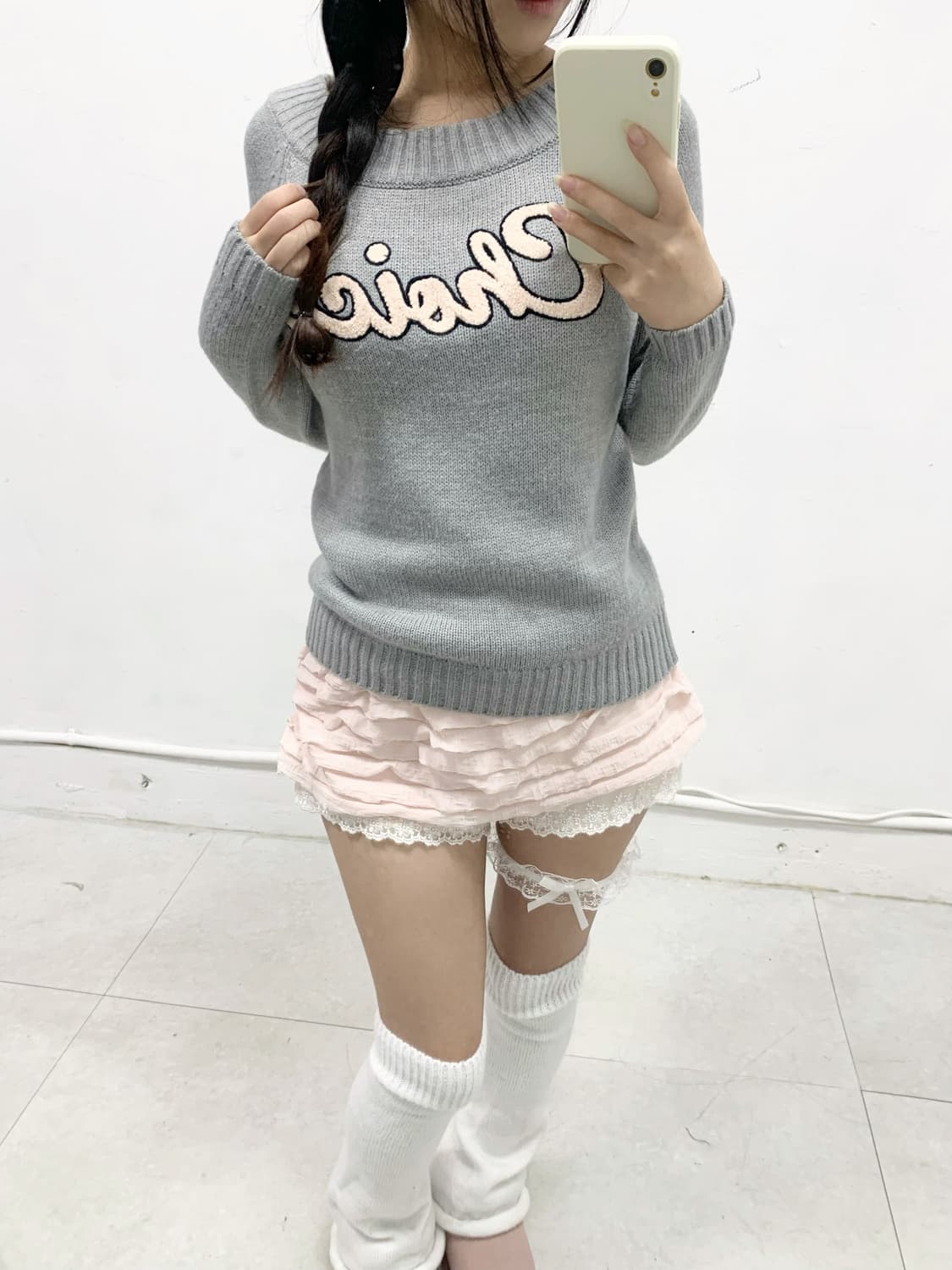 [INGNI] 잉그니 로걀 핑크 그레이 니트 상품이미지3