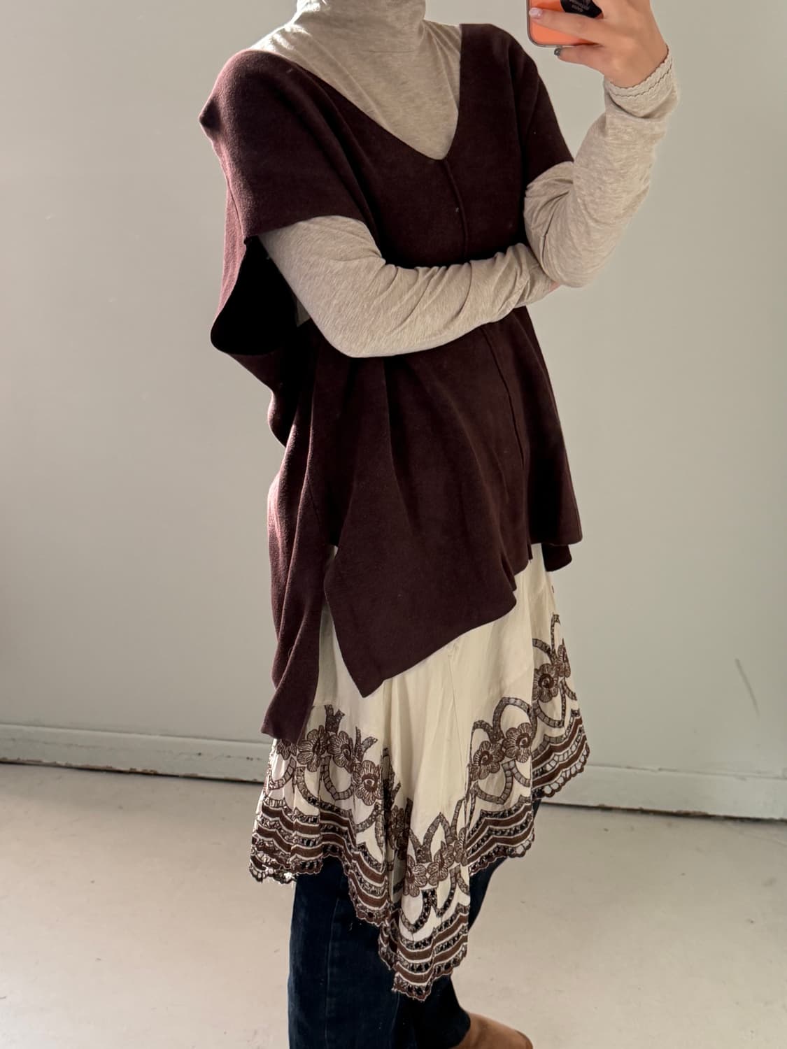 일본빈티지 브라운 니트베스트 상품이미지2