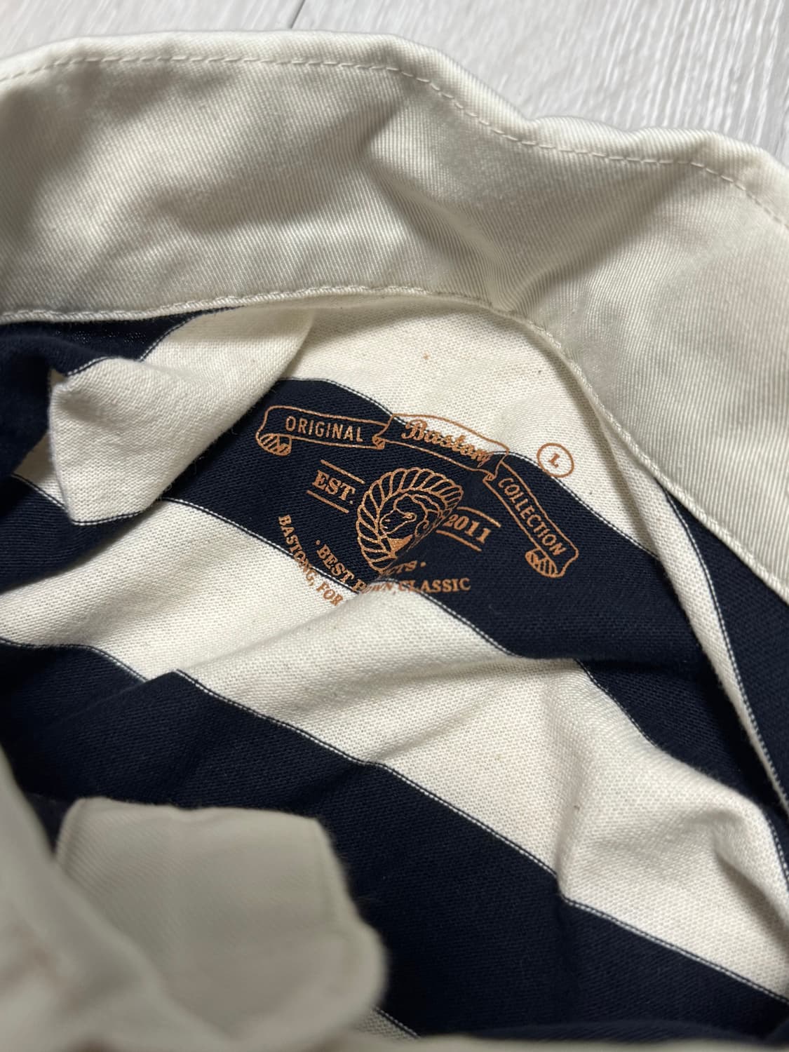 바스통 스트라이프 럭비 폴로 티셔츠 아이보리/네이비 L 상품이미지3