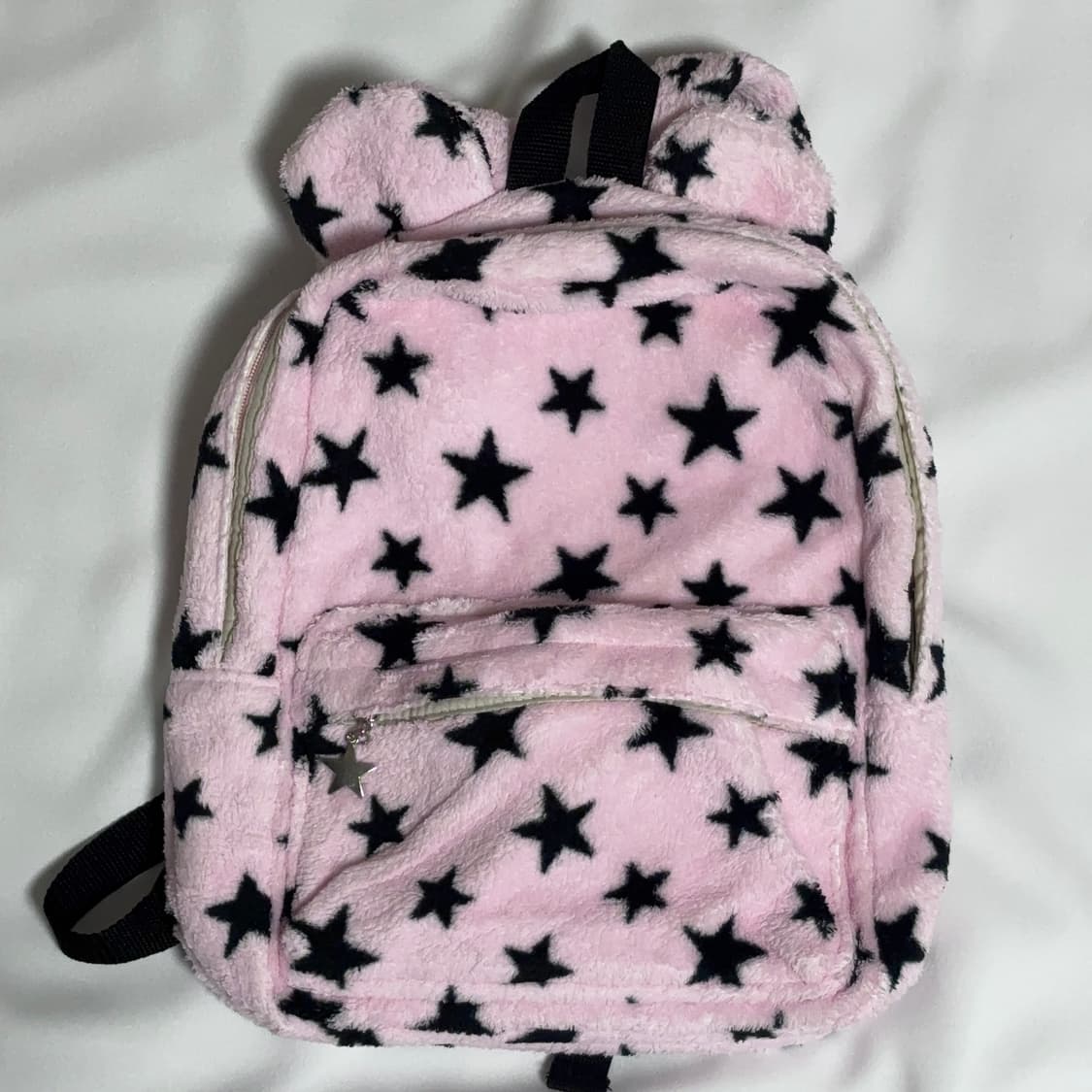 곰돌이귀 별무늬 보송보송 쿠마미미 핑크 백팩 상품이미지1