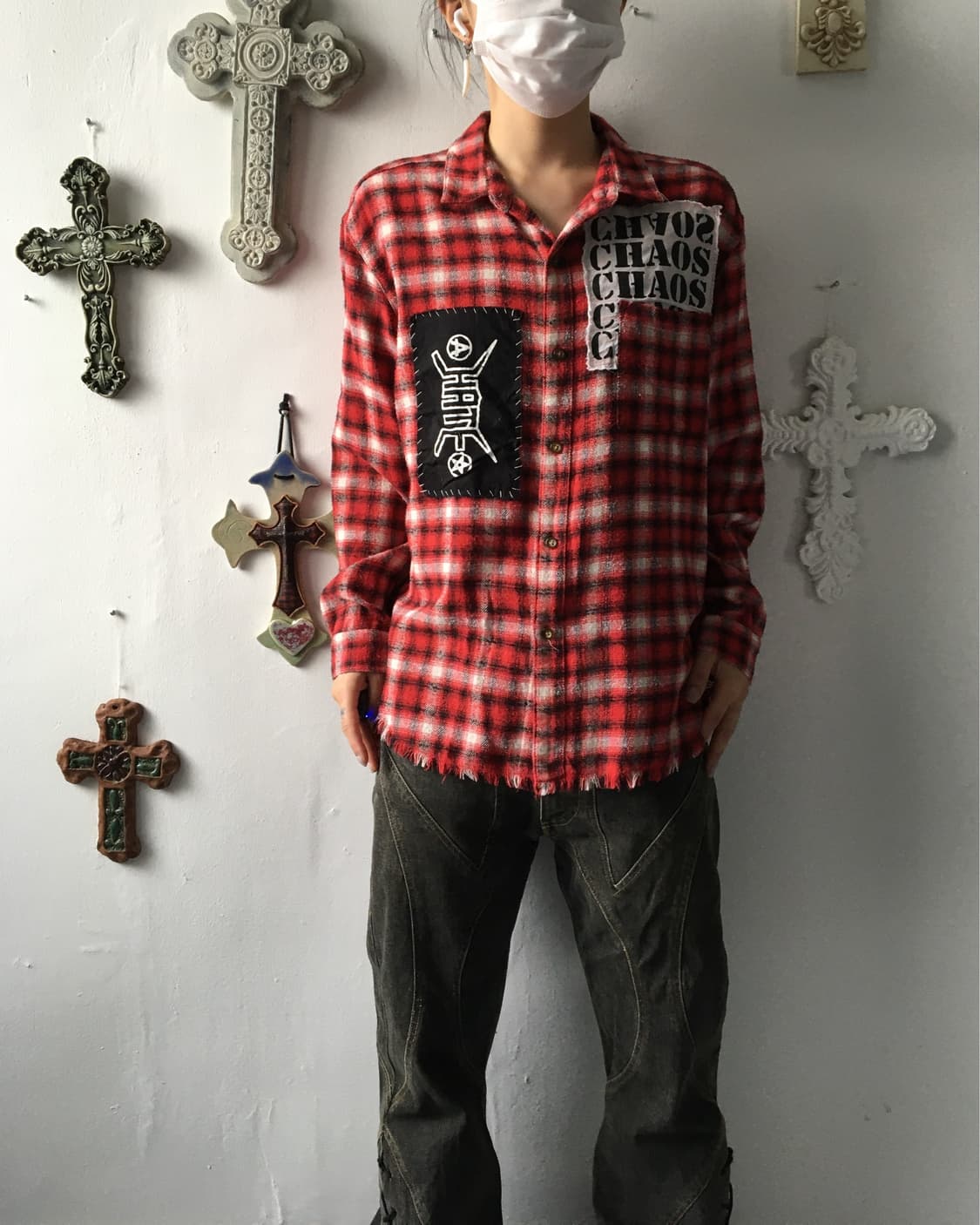 Patch point check pattern shirt 상품이미지2