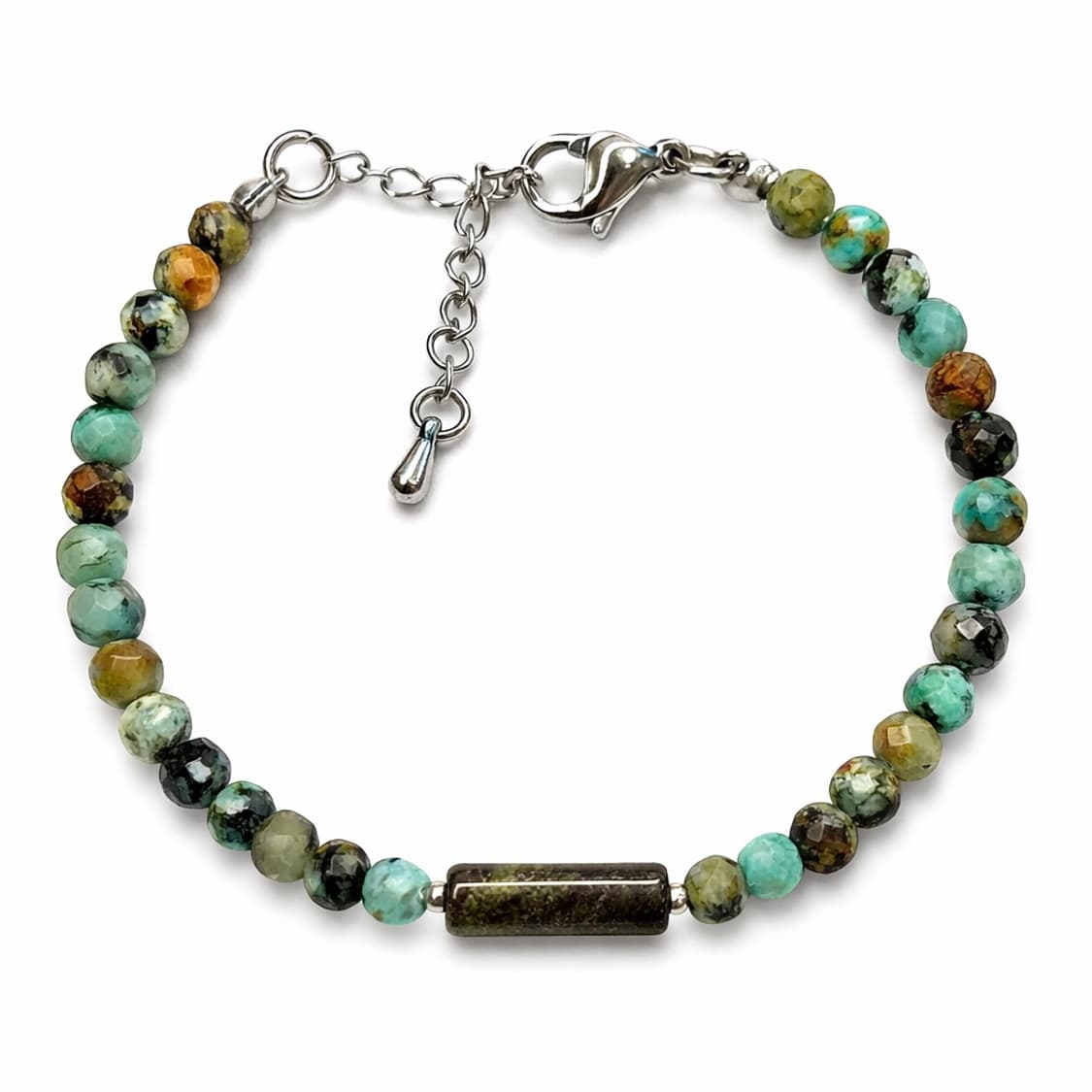 (핸드메이드) 천연석 터키석 포인트 원석팔찌 상품이미지1