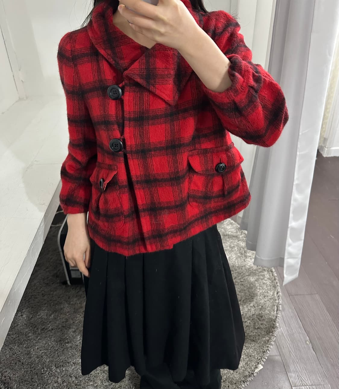 kumikyoku red check wool jacket 상품이미지2