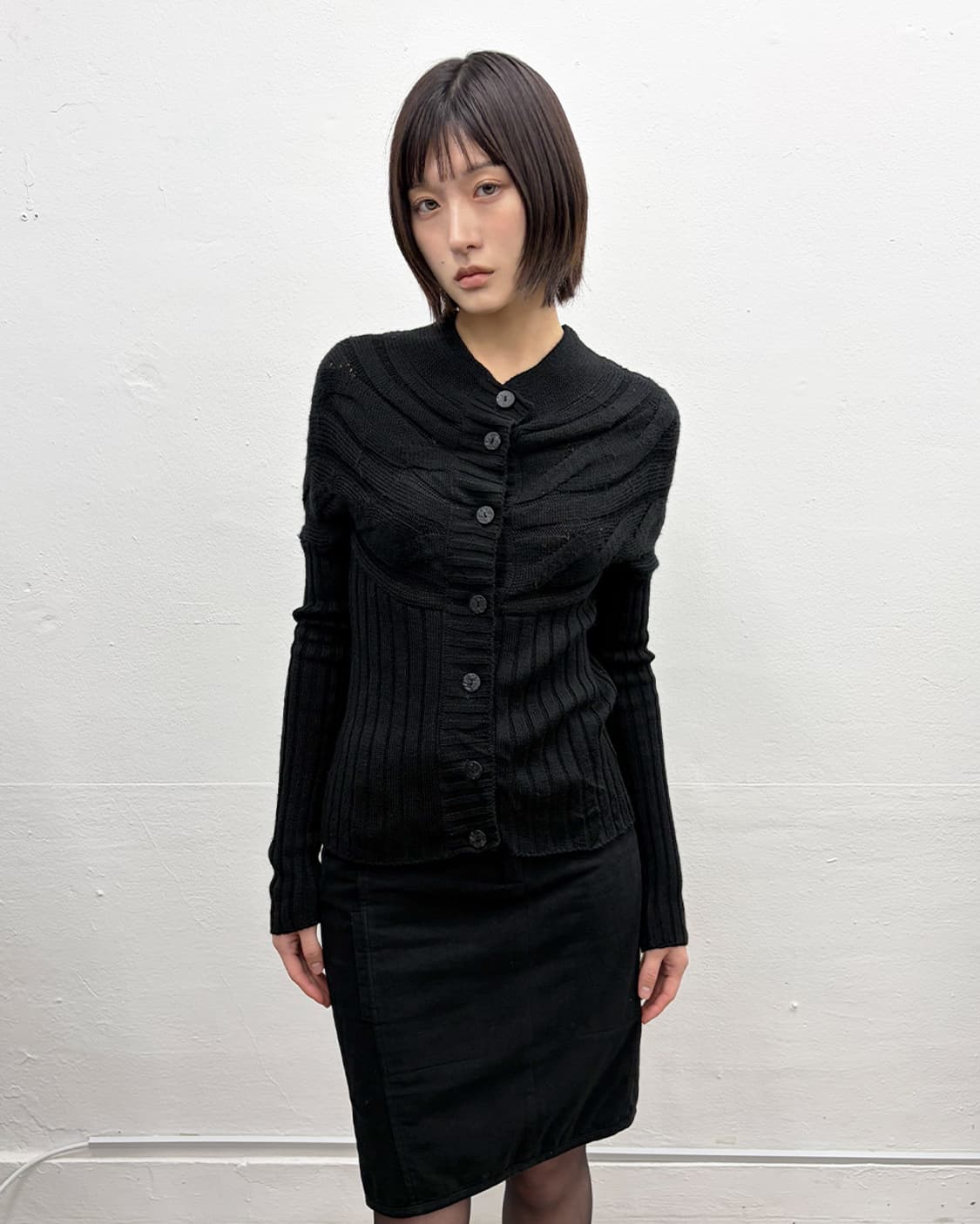 빈티지 리브드 패널 가디건 상품이미지3