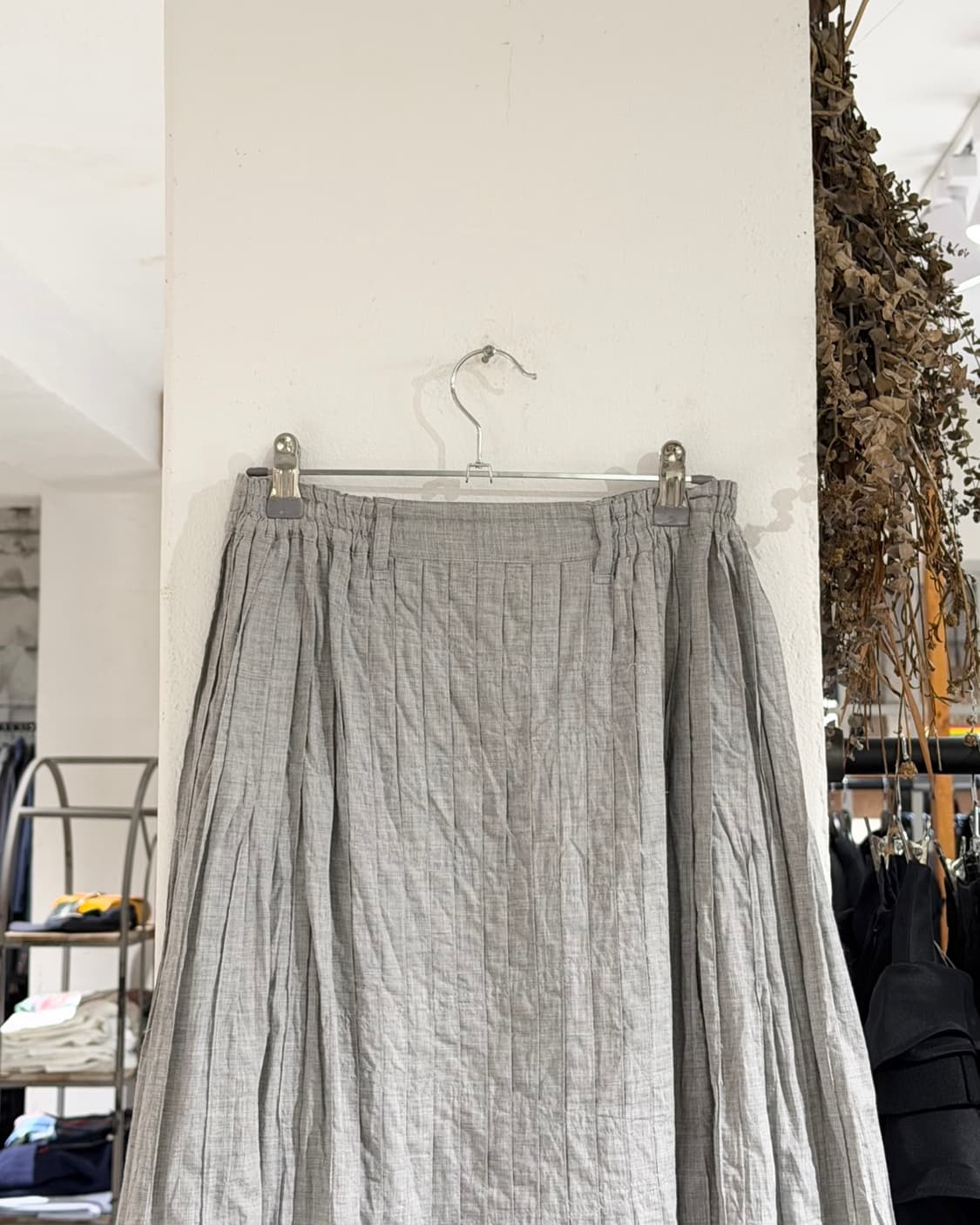 하이 스포르팅 기어 그레이 플리츠 롱 스커트 상품이미지2