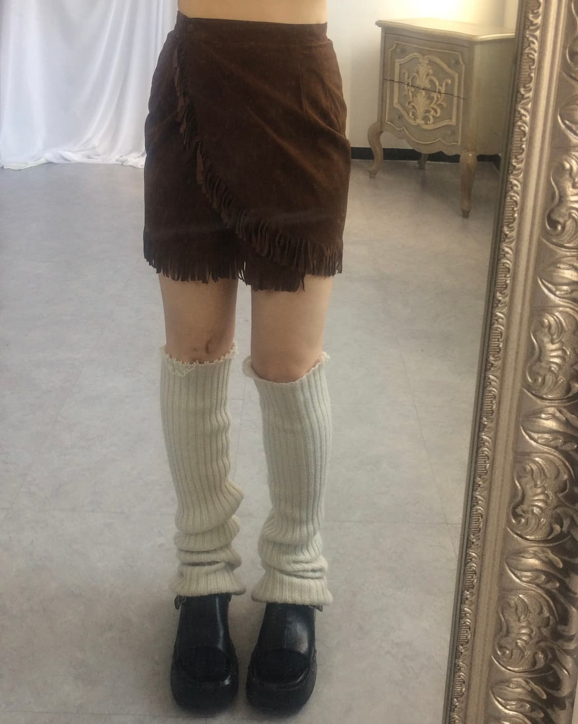 Fringe suede wrap skirt 상품이미지5