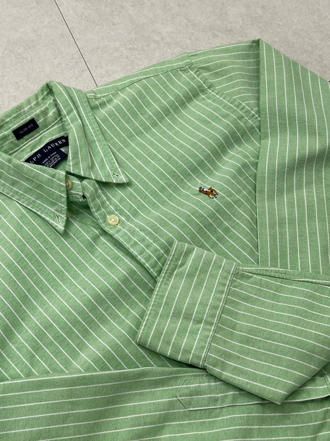 폴로 랄프로렌 멀티 민트 스트라이프 셔츠 (여성 슬림핏) 상품이미지2