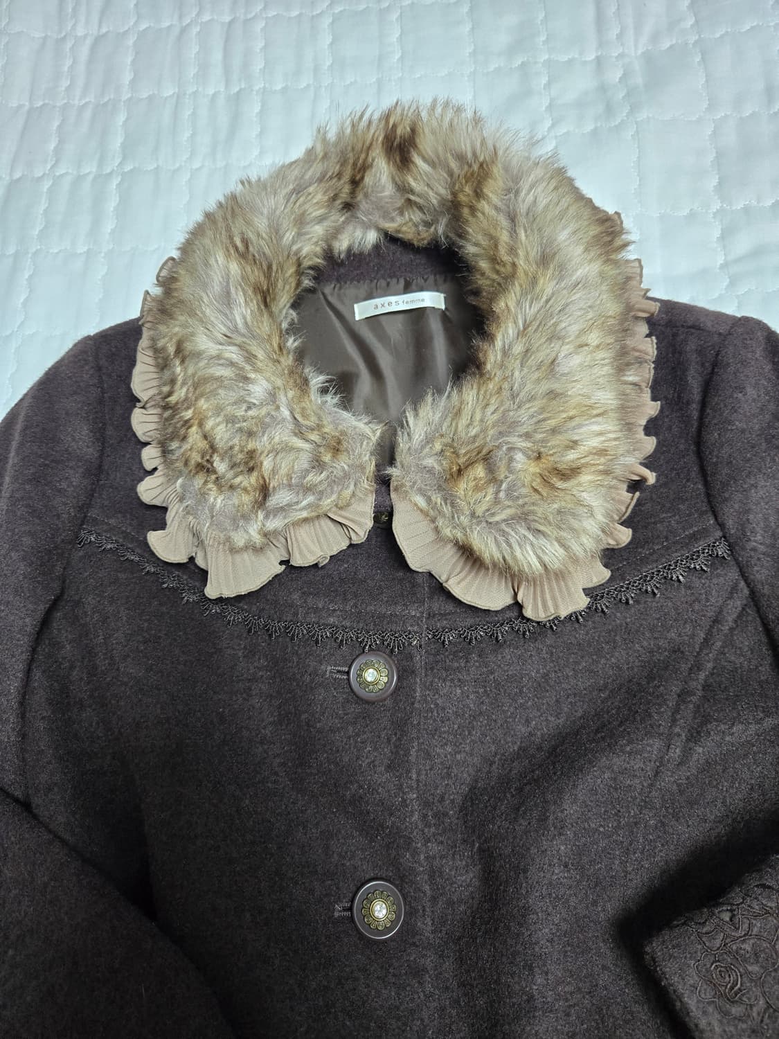 엑시즈팜 엑팜 브라운 초코 라떼 갸루 코트 모리걸 상품이미지4