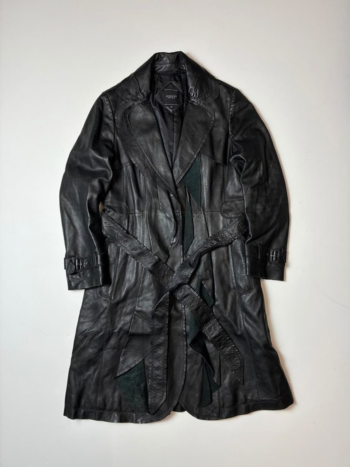 Selectede 00's 벨티드 프릴 양가죽 롱 코트 PN8673 상품이미지1