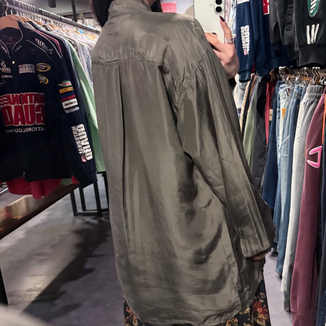 [IM] 실크 긴팔셔츠 카키 브라운 상품이미지5