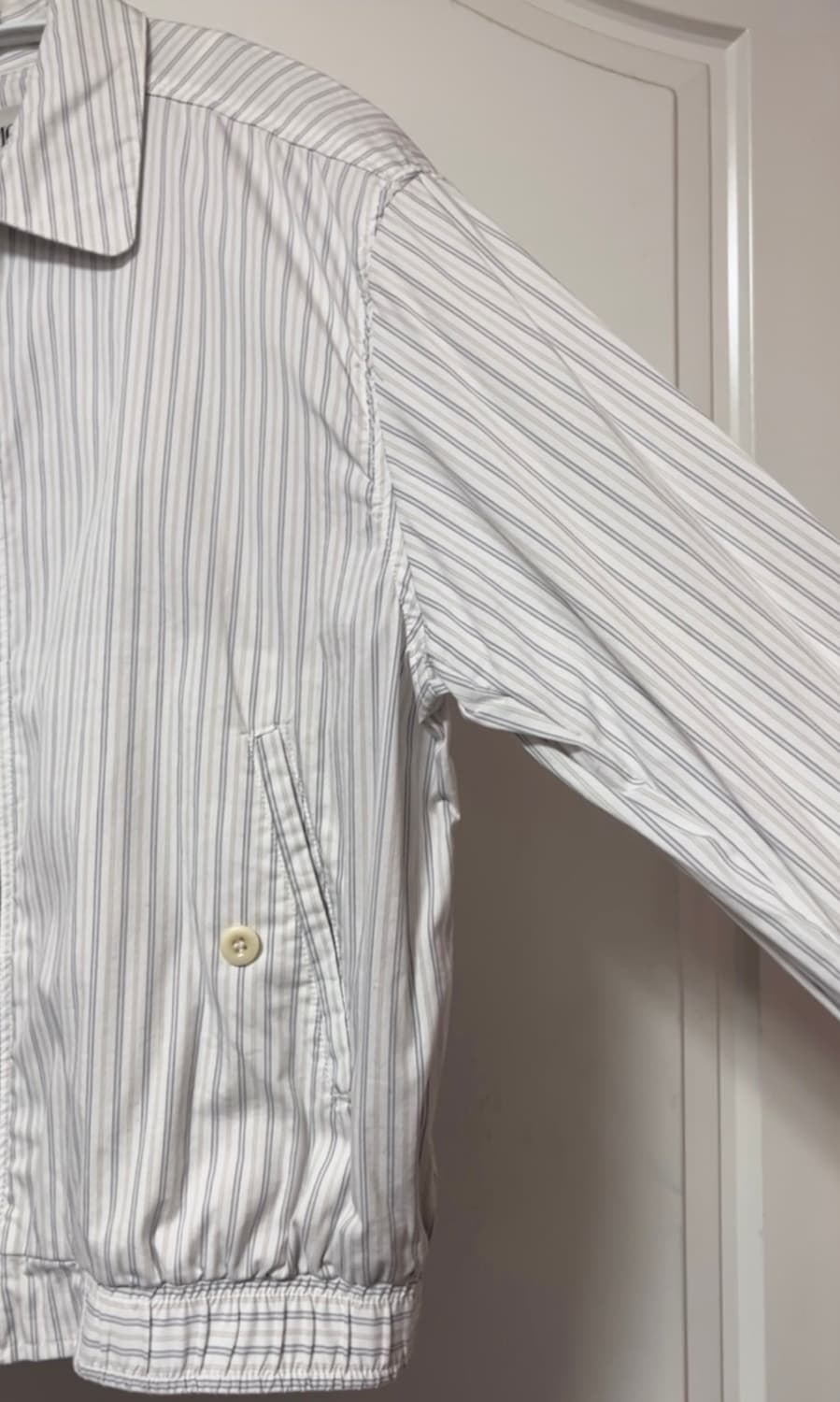 낫띵리튼깔 스트라이프 셔츠 집업 봄버 자켓 상품이미지3