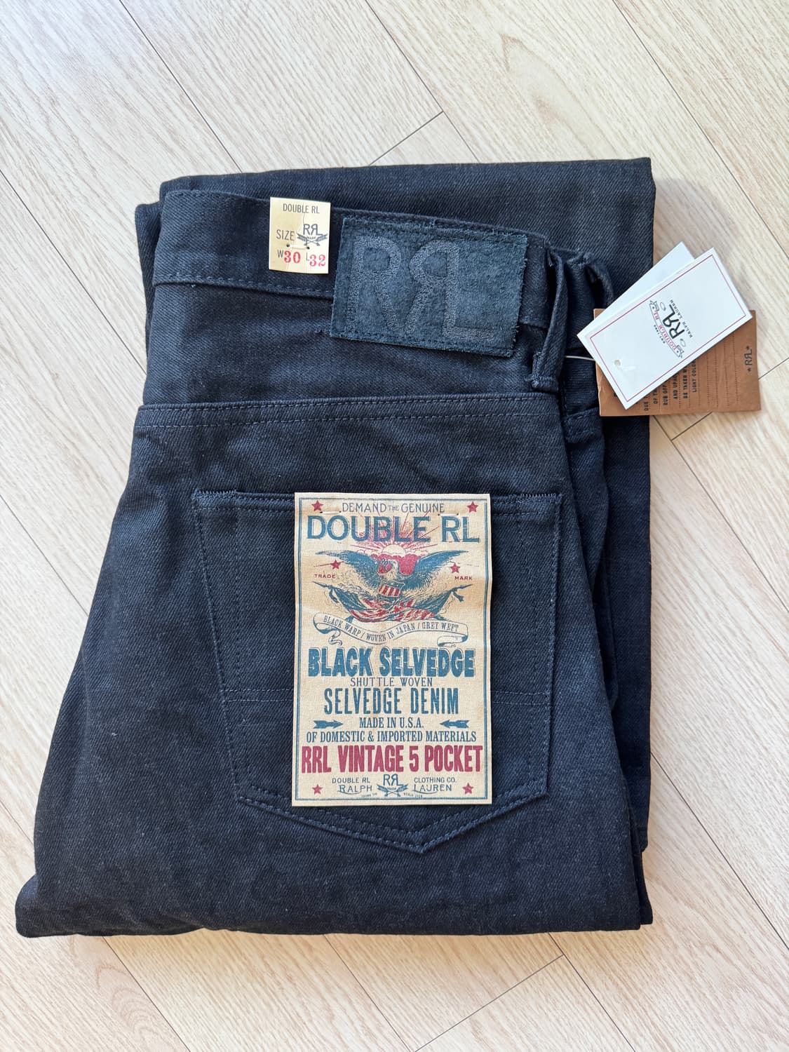 (30x32) RRL 빈티지파이브포켓 블랙온블랙 셀비지 데님 블언블 상품이미지2