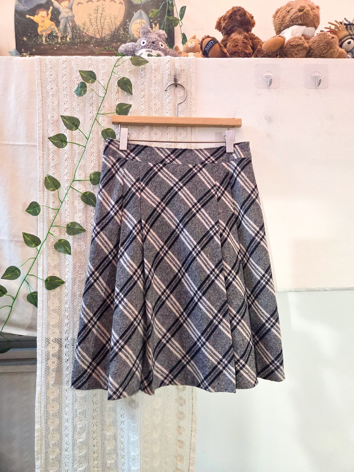 체크 미디 울스커트 상품이미지1