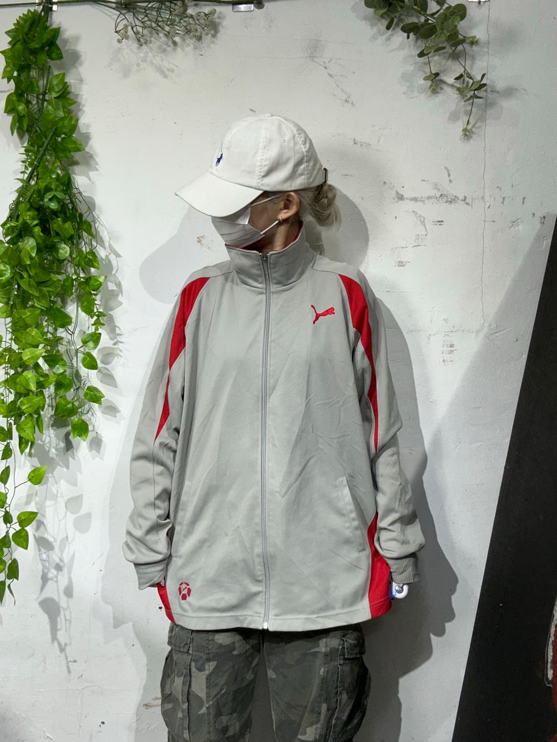 푸마 그레이 레드 배색 오버핏 트랙탑 져지 상품이미지2